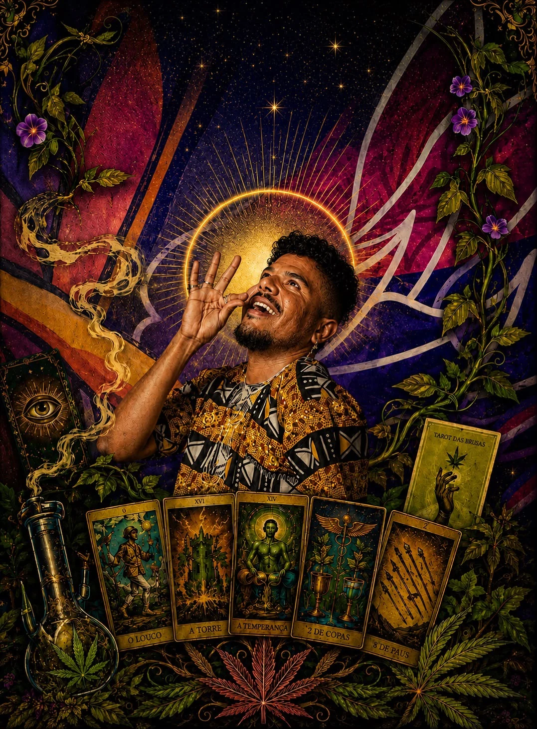 Composição artística do projeto Tarot Canábico